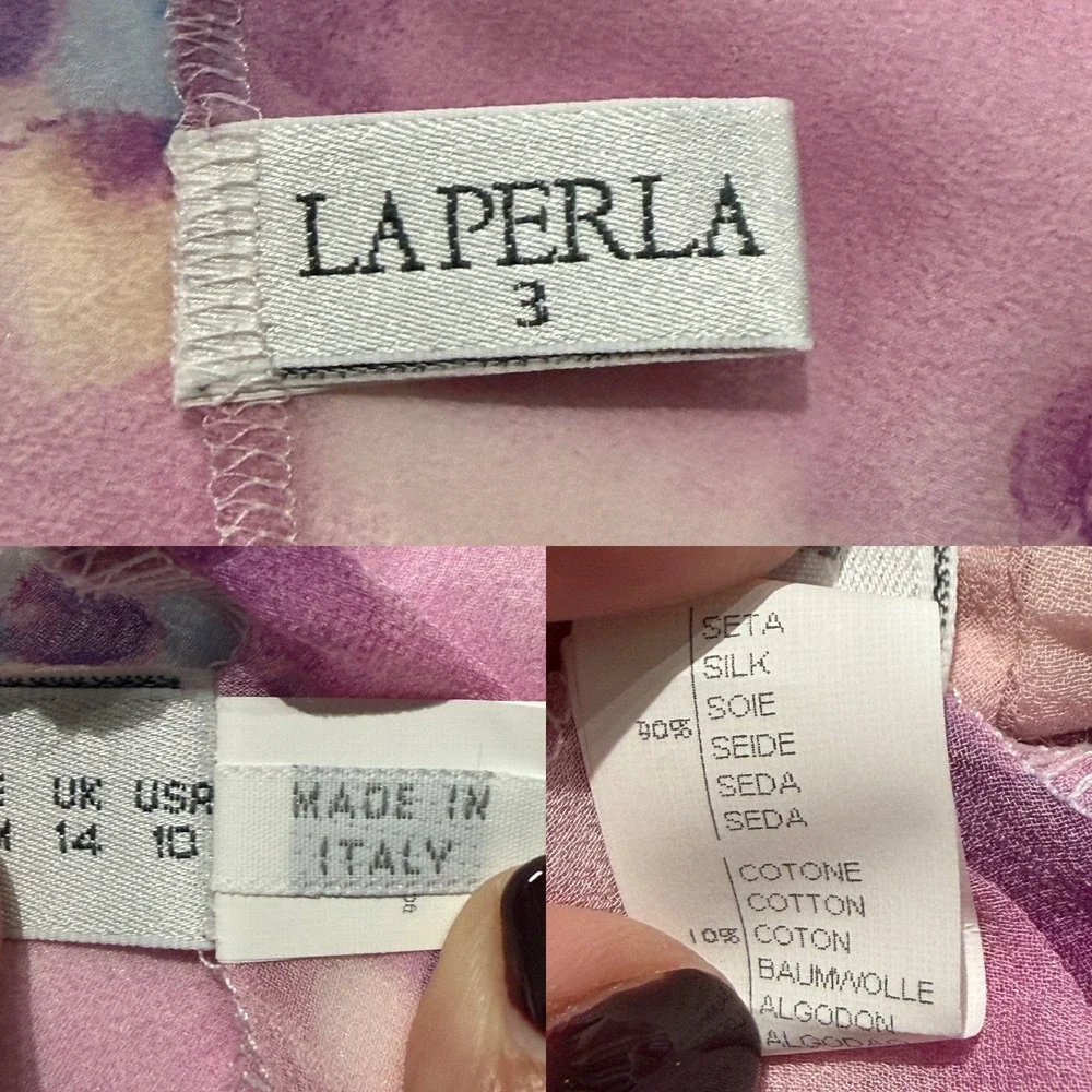 Vintage La Perla Silk Floral Lounge Set Bralette Tap Shorts‎ M L 36/10 Italy